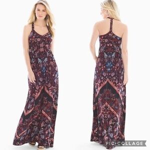 Soma Black and Pink Patterned Maxi Dress